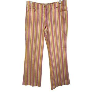 Rare VTG 90s Escada Sz 8 US Crop Womens LR Flare Striped Stretch Denim Jeans